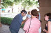 Chris signs autographs outside the station. (August 1, 2003)