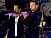 Justin and Carson Daly on Times Square on Total Request Live in NYC. (Nov. 5, 2002)