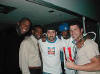 Joey, Magic Johnson, Deion Sanders & Sean "Puffy" Combs at the 2002 Super Bowl.  (Feb. 3, 2002)