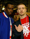 Justin backstage with Sean "P. Diddy" Combs at the 2003 Grammy Awards. (Feb. 23, 2003)